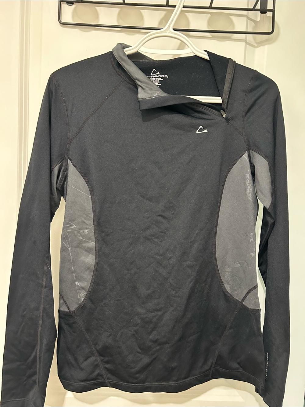 Paradox Black and Gray Long-Sleeve Athletic Top